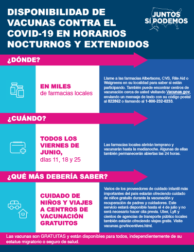 Friday Extended Pharmacy Hours for COVID-19 Vaccination — Spanish