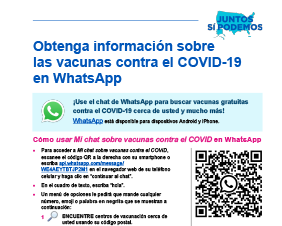 Reciba información sobre las vacunas contra el COVID-19 en WhatsApp