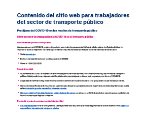 Website Content for Public Transportation Workers — Spanish