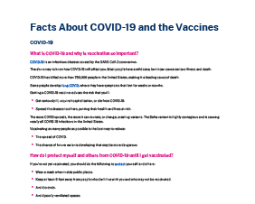 Facts About COVID-19 and the Vaccines