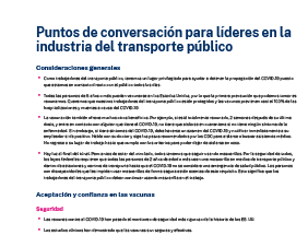 COVID-19 Vaccine Talking Points for Public Transportation Leaders — Spanish