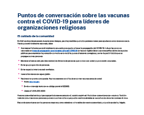 COVID-19 Vaccine Talking Points for Faith-Based Leaders — Spanish