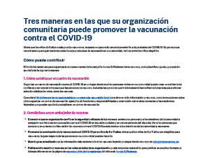 Tres maneras en las que su organización comunitaria puede promover la vacunación contra el COVID-19