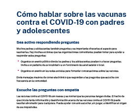 Cómo hablar sobre las vacunas contra el COVID-19 con padres y adolescentes