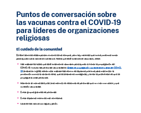 Puntos de conversación sobre las vacunas contra el COVID-19 para líderes de organizaciones religiosas 