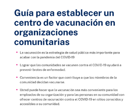 Guía para establecer un centro de vacunación en organizaciones comunitarias