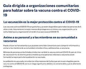 Guía dirigida a organizaciones comunitarias para hablar sobre la vacuna contra el COVID-19
