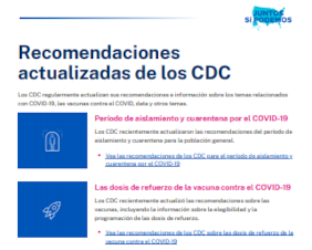 Recomendaciones actualizadas de los CDC