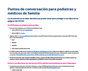 Talking Points for Pediatricians/Family Physicians — Spanish