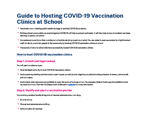 Guide to Hosting COVID-19 Vaccination Clinics at School