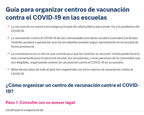 Guide to Hosting COVID-19 Vaccination Clinics at School Spanish