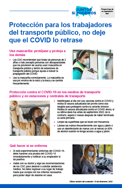 Protección para los trabajadores del transporte público durante la pandemia del COVID-19 
