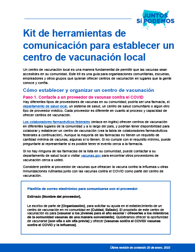 On-Site Vaccination Clinic Toolkit — Spanish