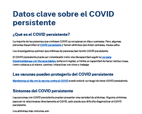 Datos clave sobre el COVID persistente