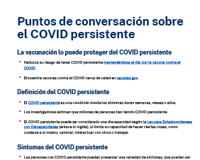 Puntos de conversación sobre el COVID persistente
